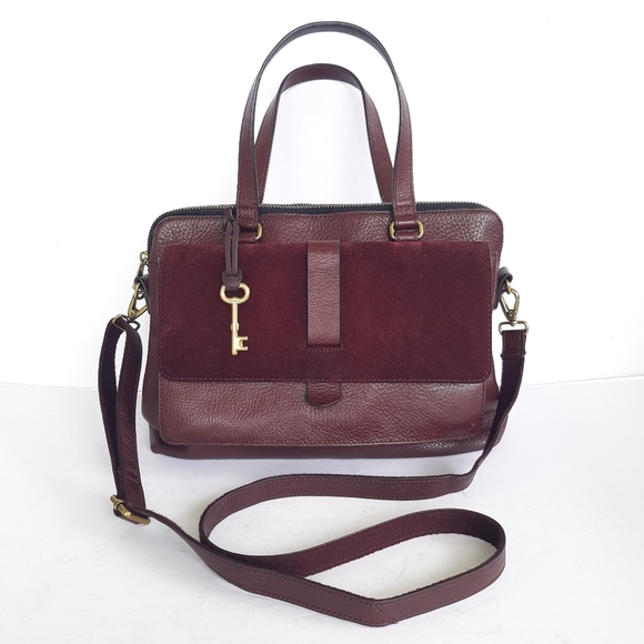 Fossil Kinley Crossbody Satchel Bag Pebble Leather - Picture 1 of 14